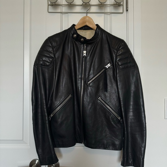 Acne Studios Calf Leather Biker Jacket Black Size 48 - Picture 2 of 16